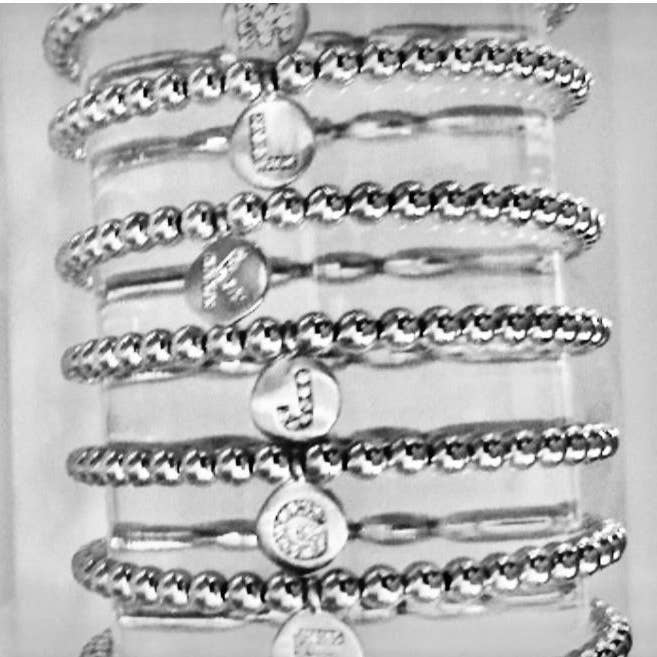 4mm .925 SS pärla armband med matchande Initial Charm för wholesale av Kelly and Rose Boutique