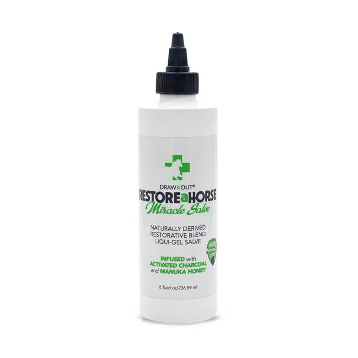 Vente en gros • RESTOREaHORSE® Gel Liquide Pommade — 8oz Reste en Place, Soutien Cutané à Pénétration Profonde pour la vente par Draw it Out Horse Health Care Solutions