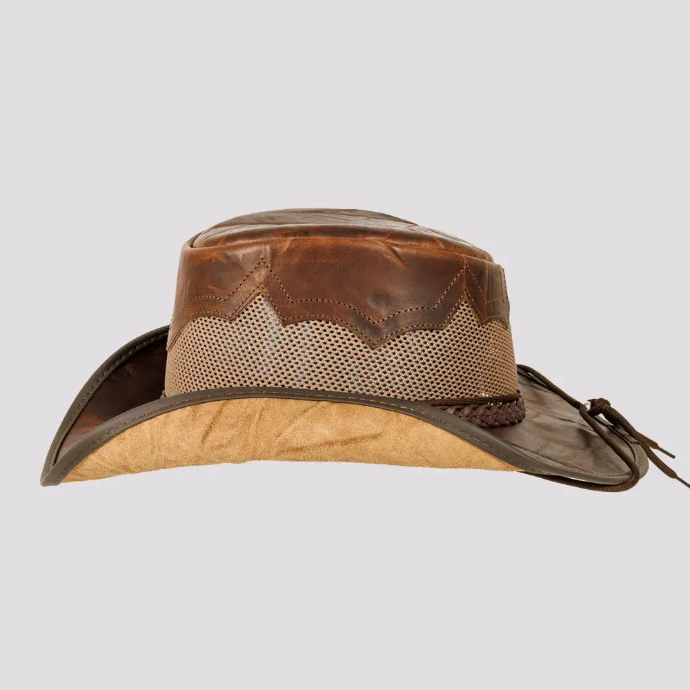American Hat Makers - Wholesale Cowboy Hat - Unisex - Outback Leather Cowboy Hat - Style Stampede1