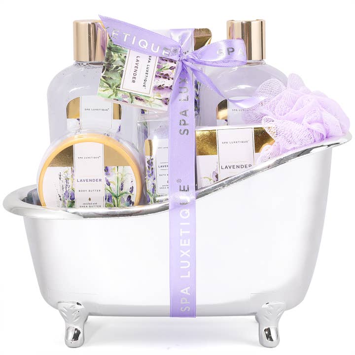 Body & Earth - Vendita all'ingrosso Set bagno e corpo - Confezione regalo per vasca da bagno in argento - Lavender Dream