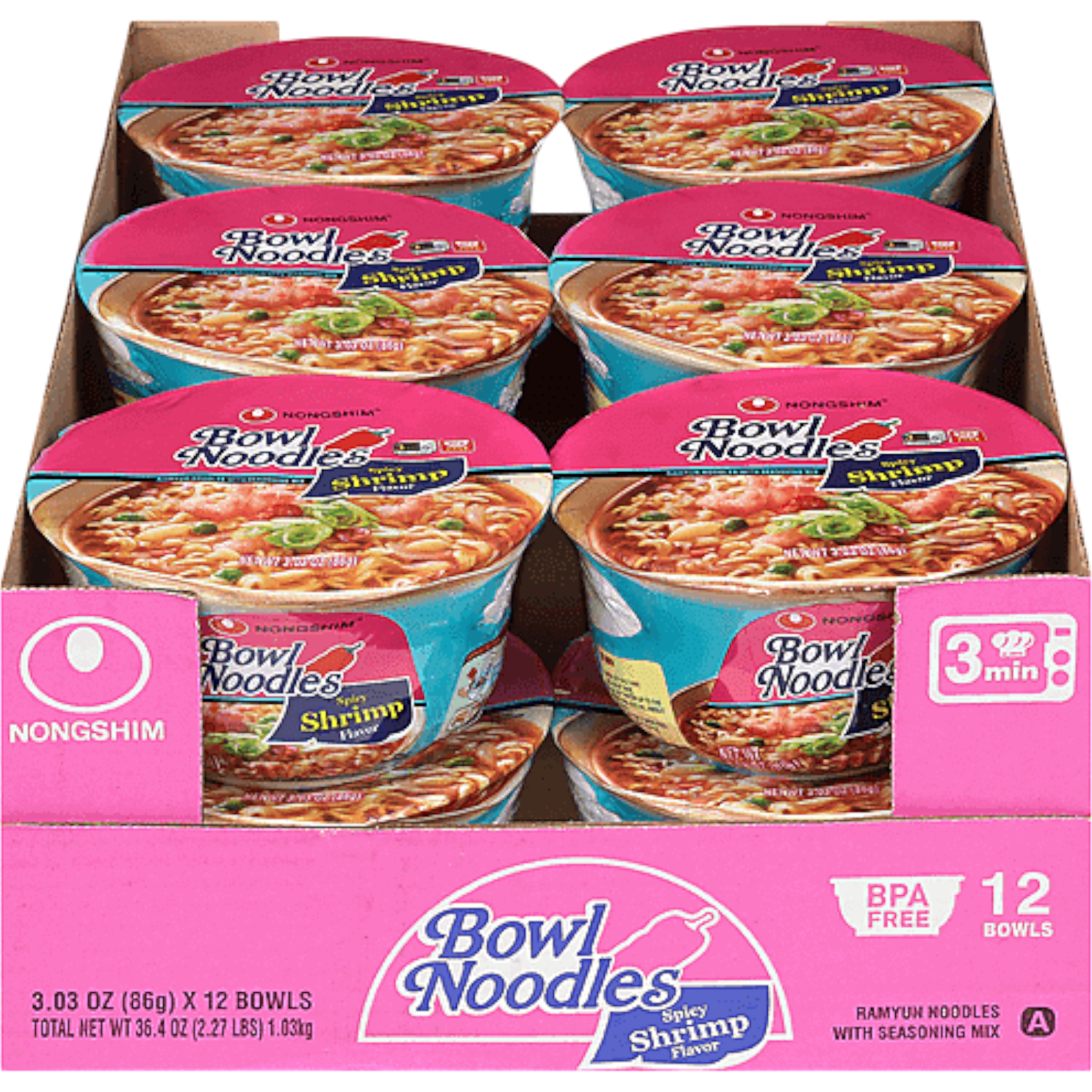 Cow Crack Wholesale - Wholesale Ramen - Nongshim Bowl Noodles Spicy Shrimp 0