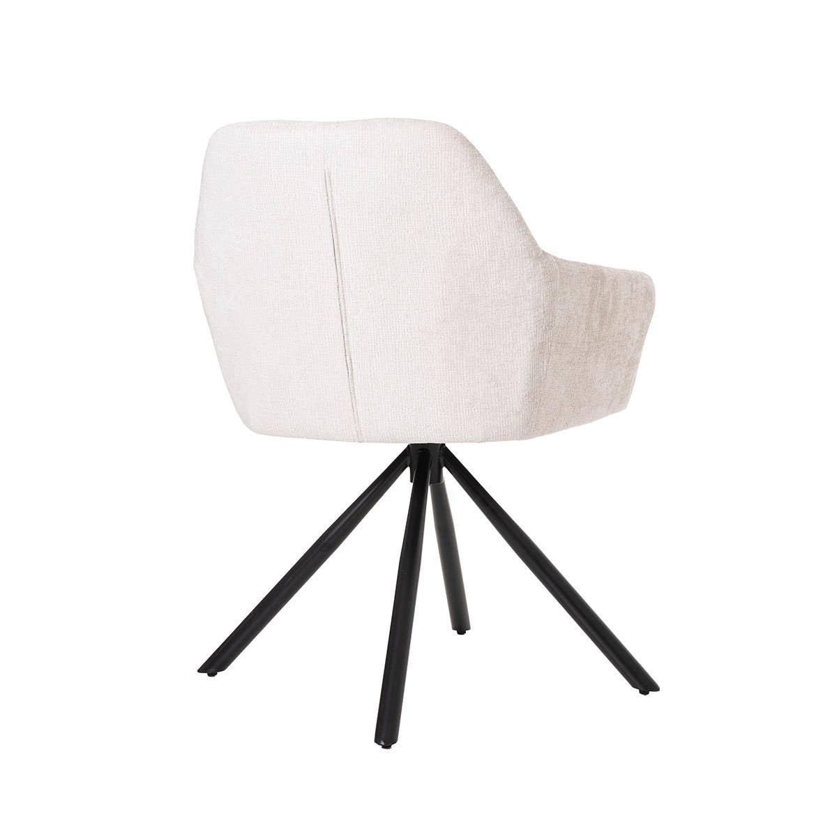Gdeco - Wholesale Chair - Iris 360º Swivel Chair, Beige Upholstery, Black Metal Legs.2