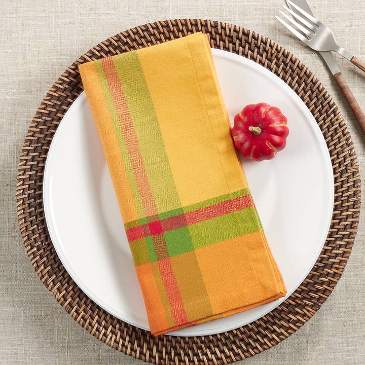 Tovagliolo da pranzo in cotone con bordo a bande, 50,8 cm per la vendita all'ingrosso da parte di Fennco Styles