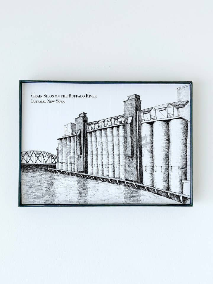 Grain Silos Illustration Print - Buffalo, NY for wholesale by Rust Belt Love Paperie
