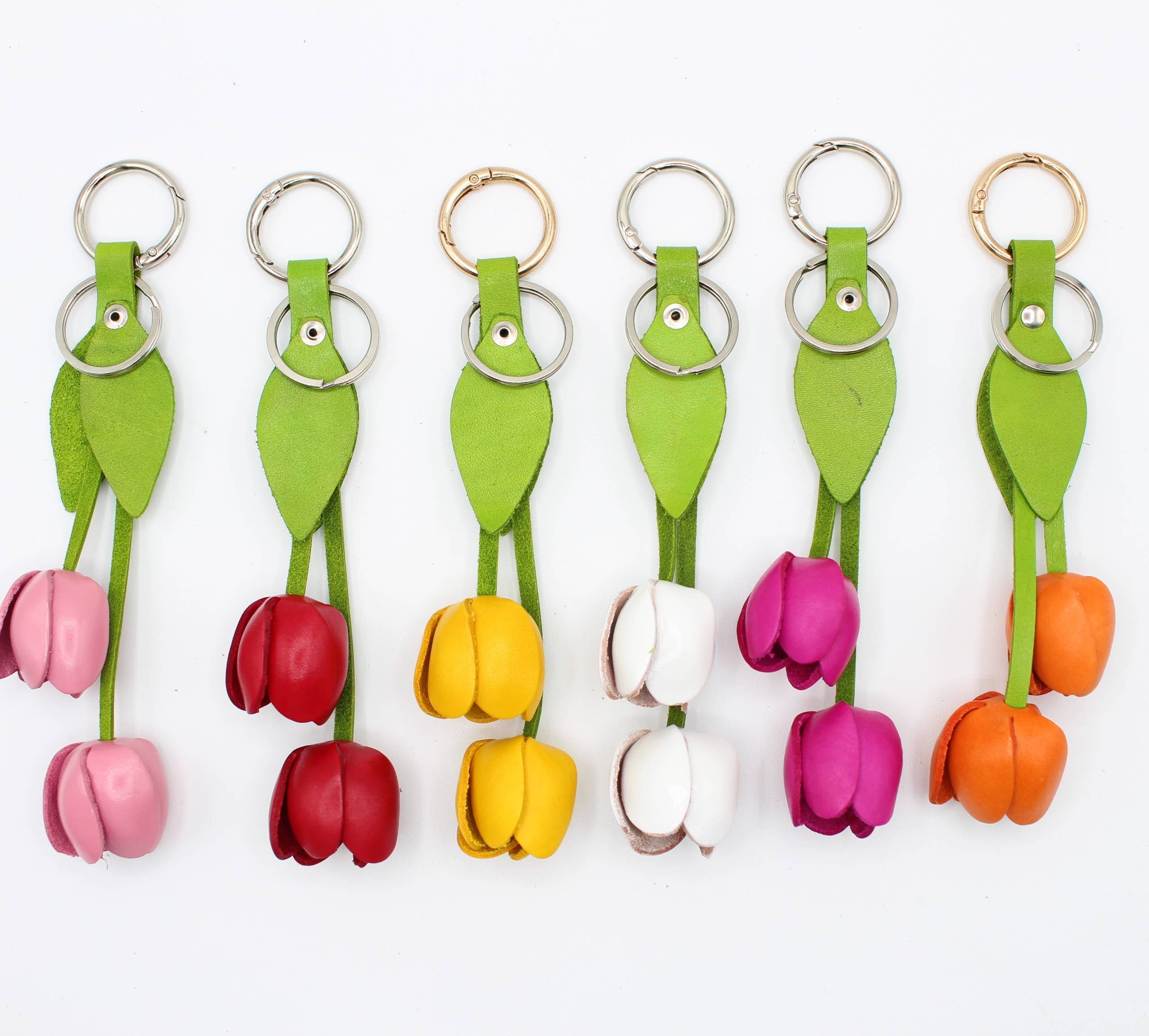 Sunflower Handmade leather inc – Engroshandel Nøglering - Dame – læder tulipan nøglering pung charm taske taske tilbehør0