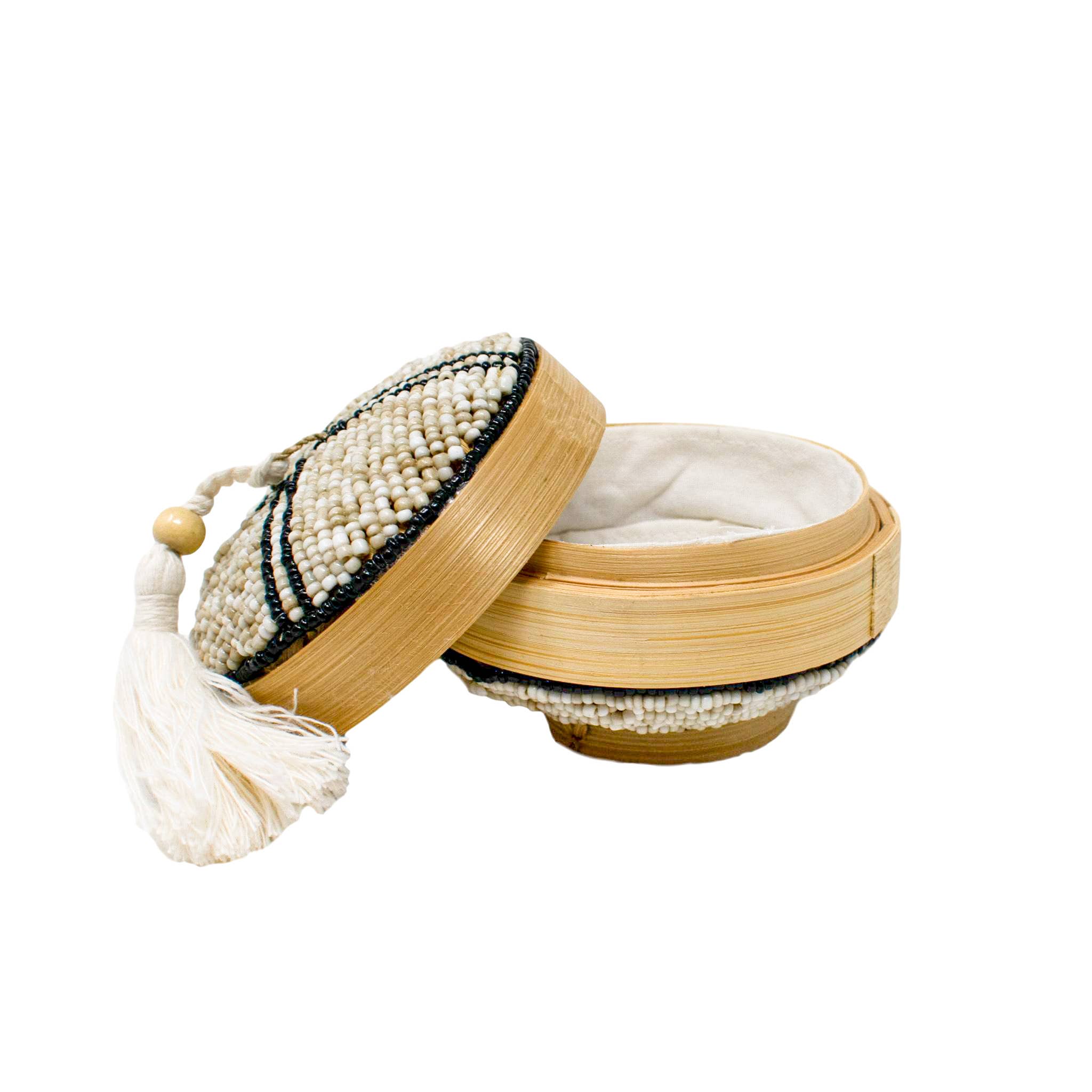 POPPY + SAGE - Vendita all'ingrosso Ciotole/Piatti decorativi - Ciotola con nappa: naturale con bordo nero1