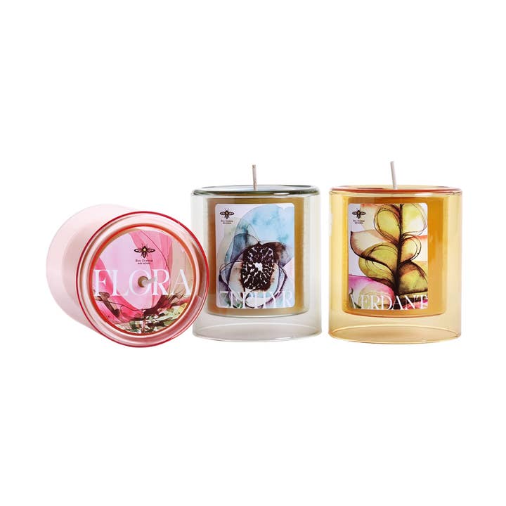 Glass Candles – Pure Beeswax – Spring Blossom Collection for wholesale by Big Dipper Wax Works