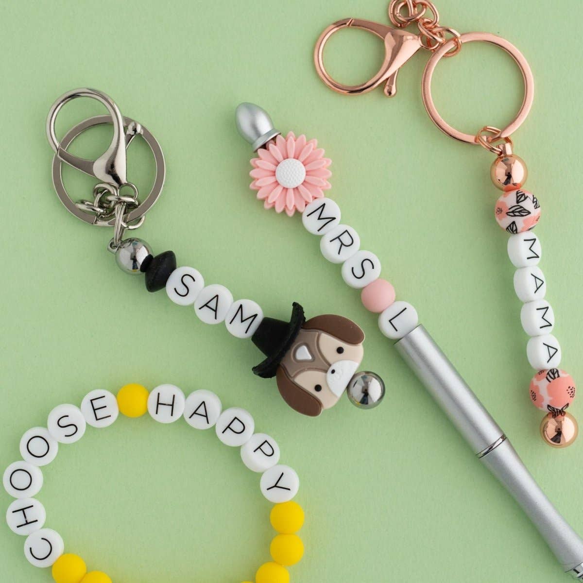 Cara & Co Silicone Craft Supply - Vendita all'ingrosso Attrezzature per lavoretti e fai da te - Perle tonde in silicone con alfabeto stampato3