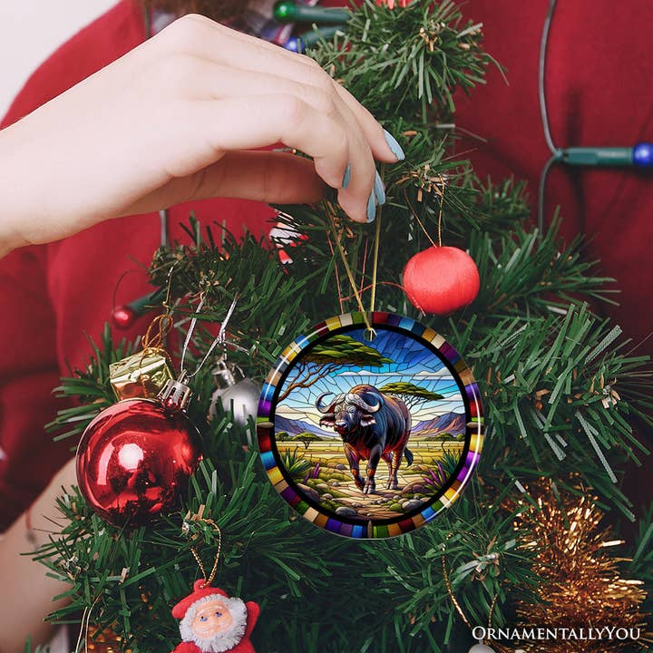 OrnamentallyYou - Wholesale Ornament - African Buffalo Stained Glass Style Ceramic Ornament4