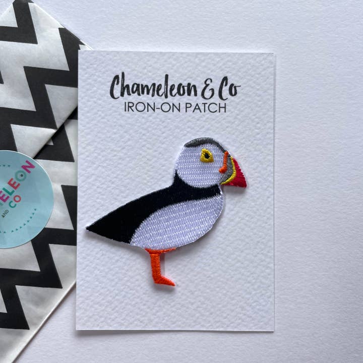 Chameleon & Co UK Ltd – wholesale Patch – Puffin Embroidered Iron-On Patch