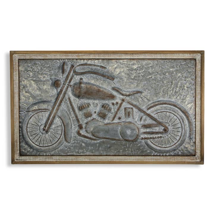 Fiore Wood Framed Metal Motorcycle Wall Decor for wholesale by Cheungs Home Decor