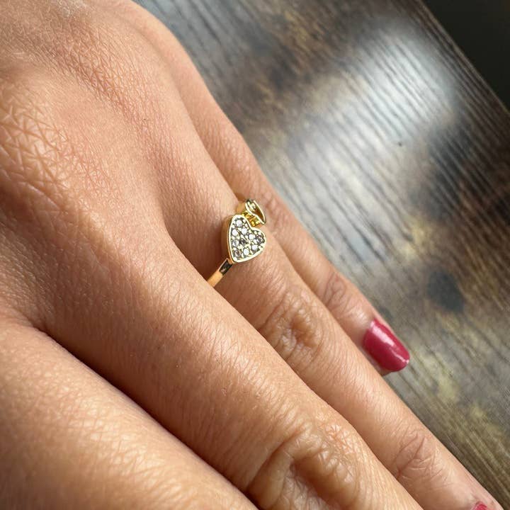 Gemscape UK – wholesale Multi-stone ring – Twin Heart Open Ring - Gold1