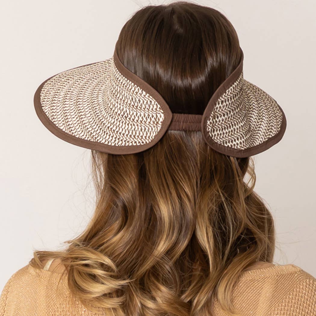 Fashion City - Wholesale Visor - Women's - Two Tone Straw Texture Sun Visor6