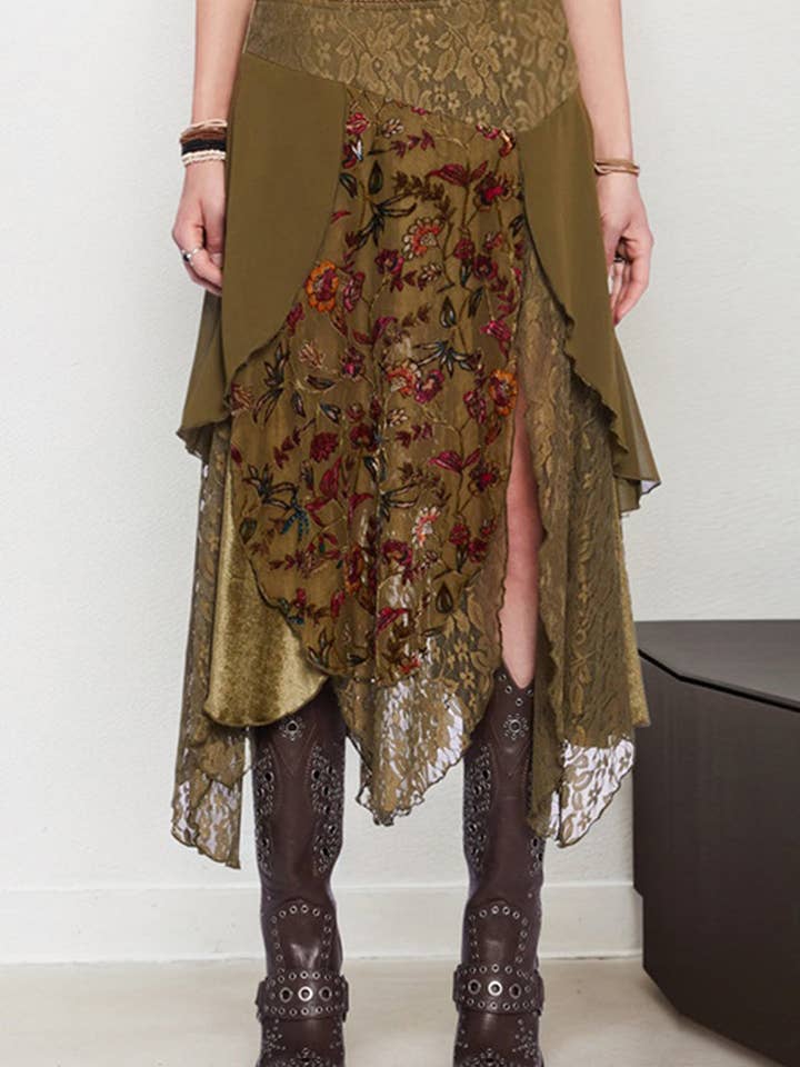 Layered Floral Midi Skirt for wholesale by Mccolin