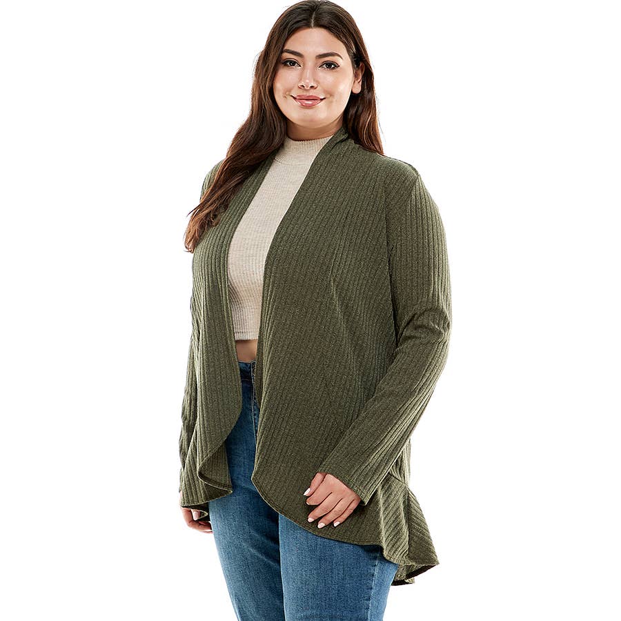 Azules Clothing – Großhandel Strickjacke – Damen – AJK-3016HCX-Plus-Damen-Strickjacke mit langen Ärmeln und Rüschen19