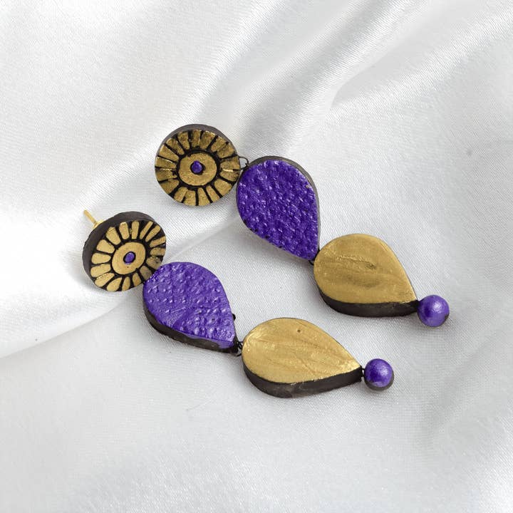 House of Kraft - Wholesale Jewelry Set - Water Droplet Jewelry Set | Clay Jewelry | Purple Jewelry28