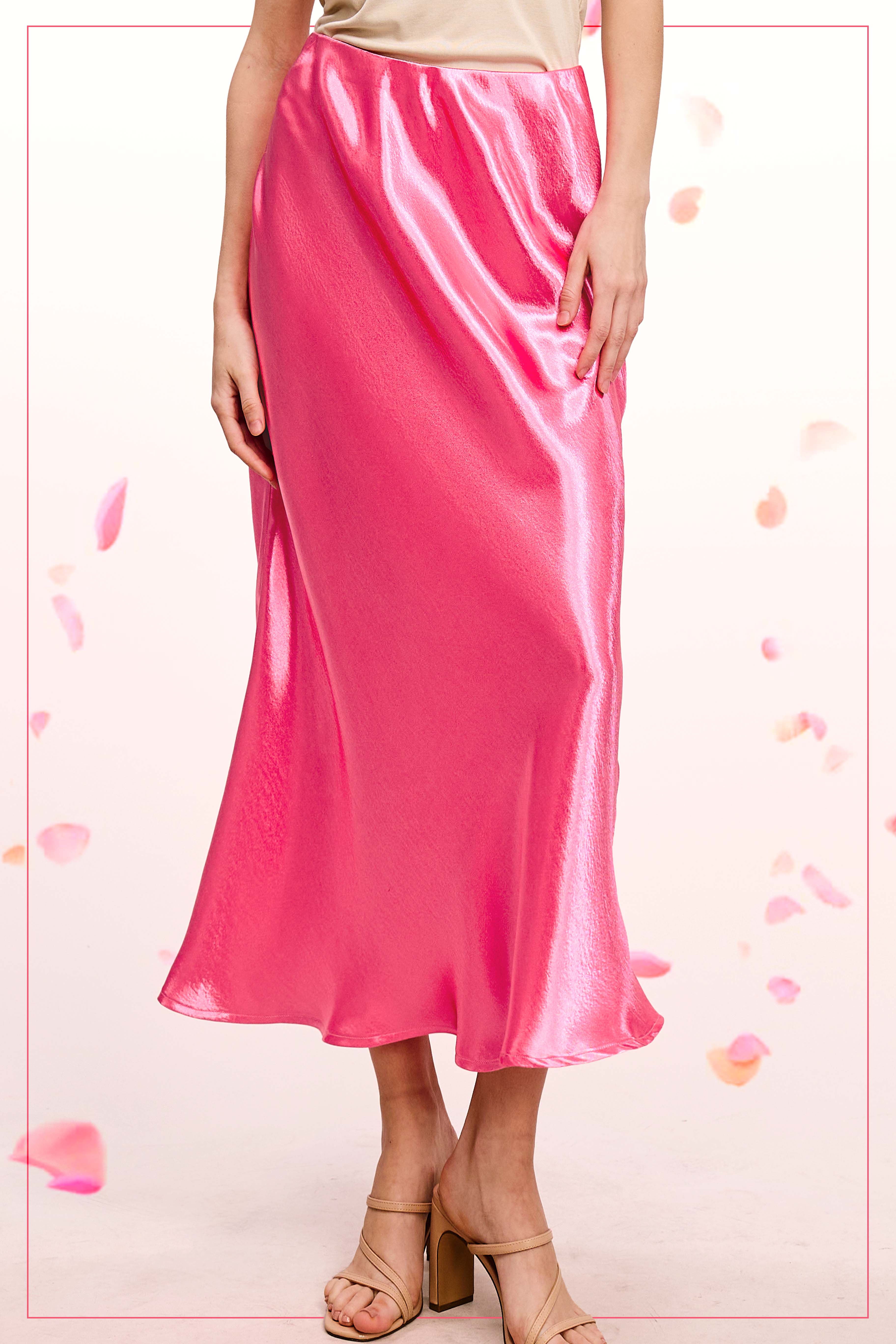 La Miel - Wholesale Skirt - Women's - JDP4232-Dressy Satin Long Panel Silhouette Skirt26