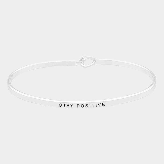 Sensibling Corp. - Wholesale Bangle Bracelet - "Stay Positive" Brass Thin Metal Hook Bracelet2