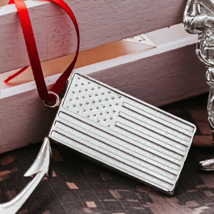 House of Morgan Pewter - Wholesale Ornament - Military Gifts - American Flag - Solider - Anchor - Ornament