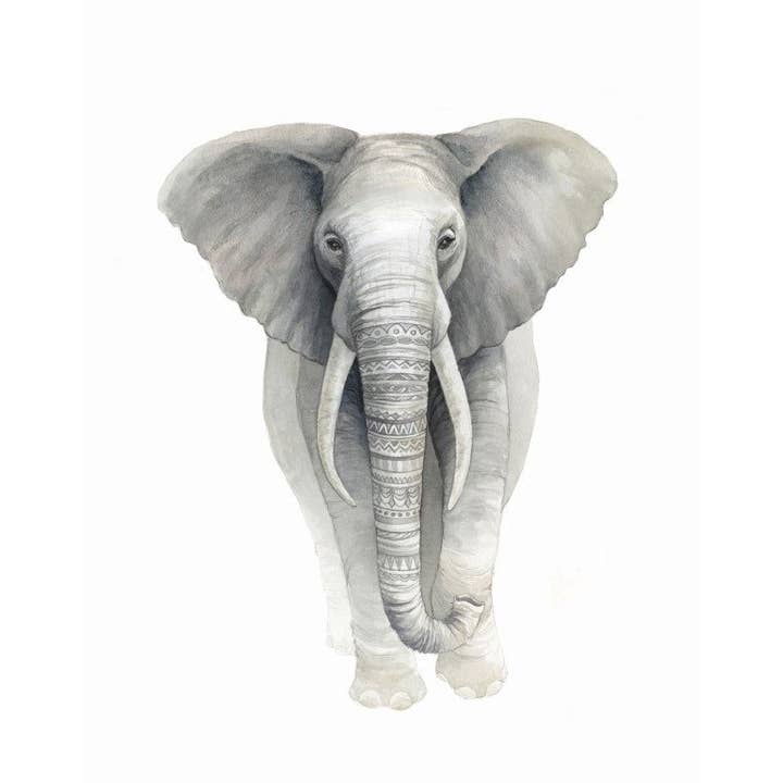 Patterned Elephant (No Flowers) Art Print for wholesale by ALICIA'S INFINITY