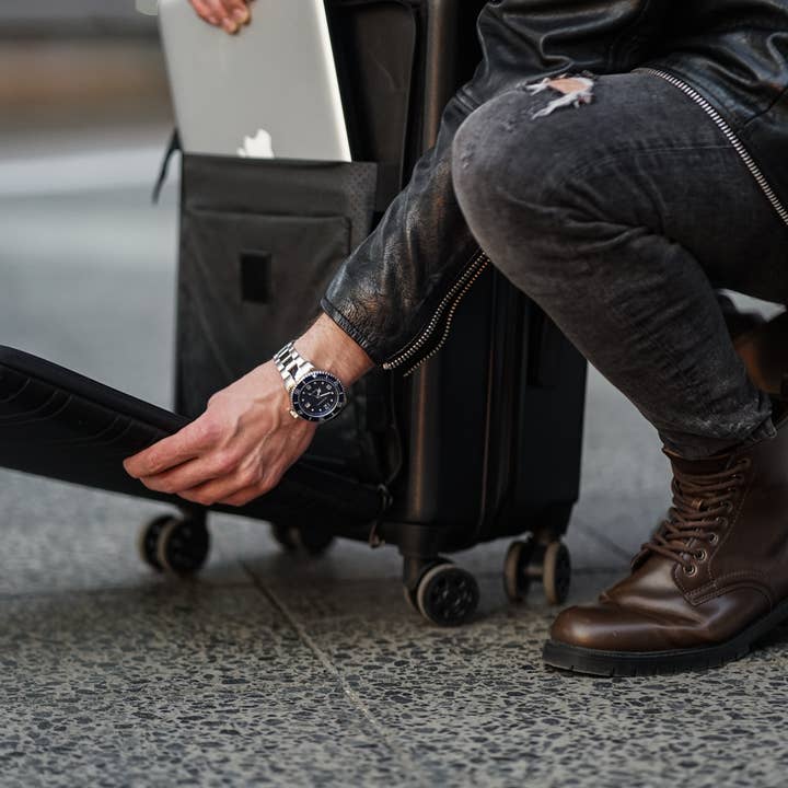 James Hawk - Vente Valises - Valise cabine en polycarbonate avec poche frontale pour ordinateur portable et tablette12