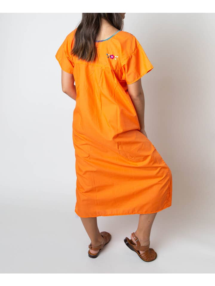 SIDREY - Wholesale Dress - Women's - SIDREY Mexican Embroidered Pueblo Dress - Orange