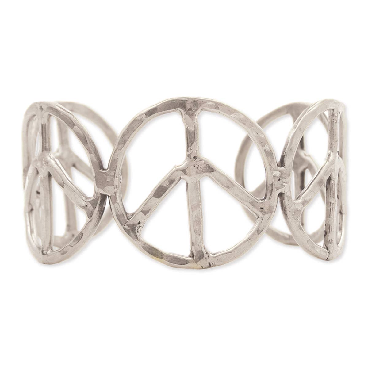 ZAD - Wholesale Cuff Bracelet - Woodstock Vibes Silver Peace Sign Cuff Bracelet1