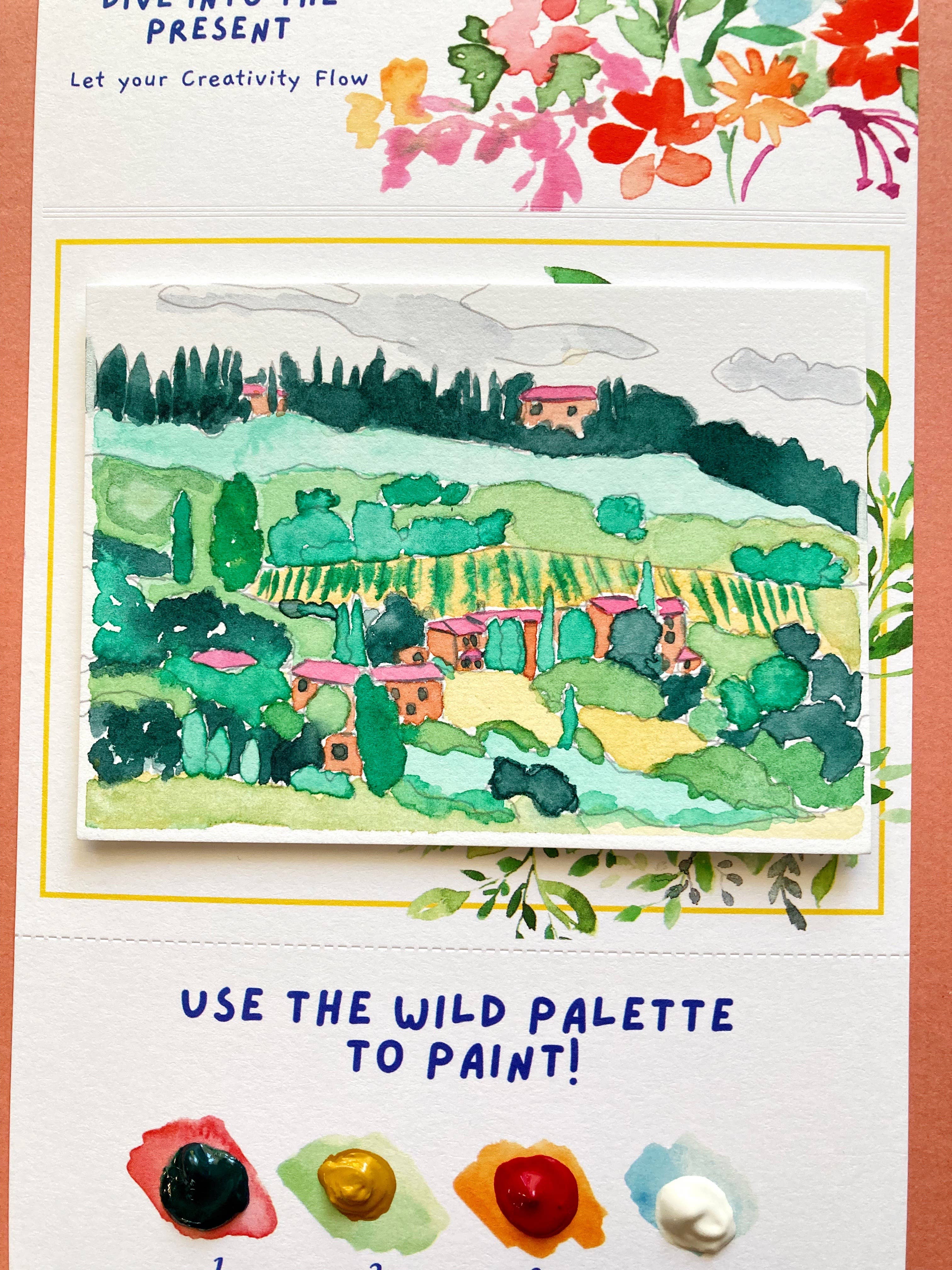 Pink Puddle Studio - Wholesale DIY Craft Kit - Tuscan Italian Landscape Watercolor Paint by Number DIY Kit 4