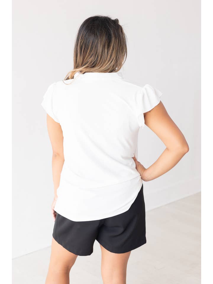 White The Nicole V-Neck Top, Ivory for wholesale on Faire