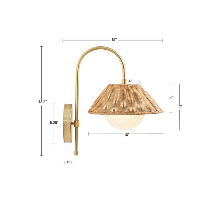 Olliix - Wholesale Sconce - Rattan Weave Gold Plug-in Wall Scone Light