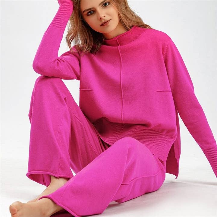 Casual Loose Sweater Wide Leg Pants Set for wholesale by kycozy