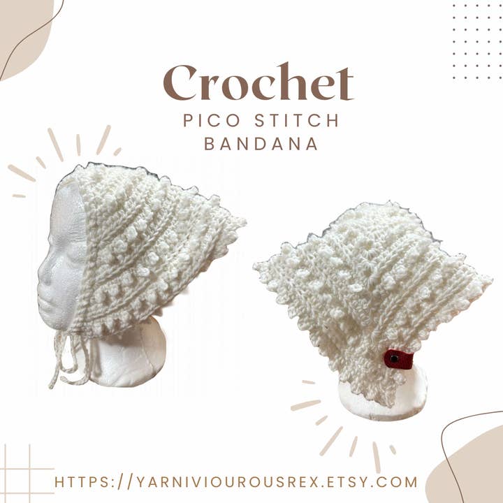 Vit Pico Stitch Bandana för wholesale av Yarniviourous Rex