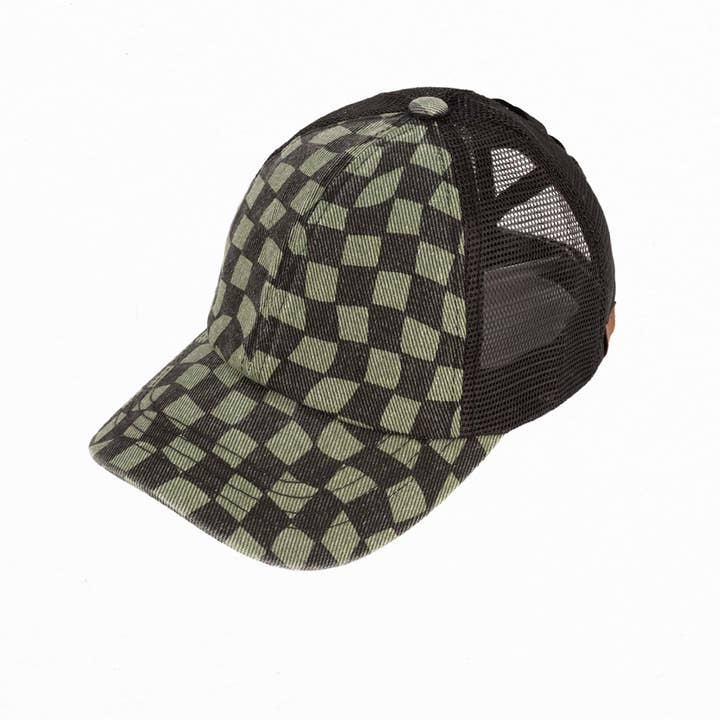Truly Contagious - Wholesale Baseball Cap - Women's - CC Checkered Pattern Baseball Cap | Criss-Cross ( BT-1008 )