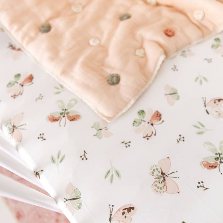 Crane Baby – wholesale Cot/crib sheets – Parker Fitted Crib Sheet (Butterfly)5
