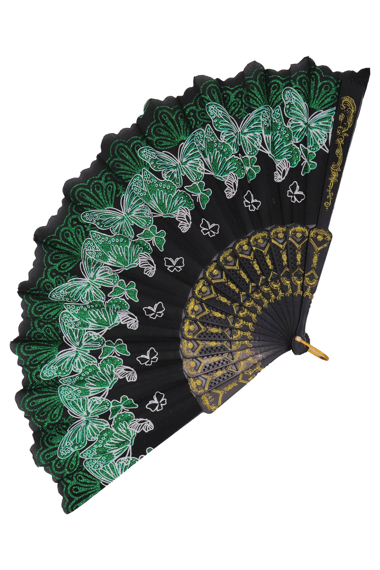 ASSORTED Butterfly Floral Glitter Handheld Folding Fan for wholesale on Faire5