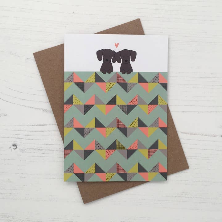 Love & Friendship Cards-Dogs-Dachshund Snuggle for wholesale by Lucy Alice
