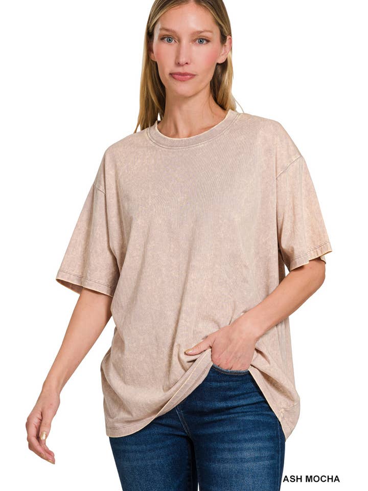 42POPS - Wholesale Knit Top - Women's - "...._ Vintage Washed Oversized Short Sleeve Top