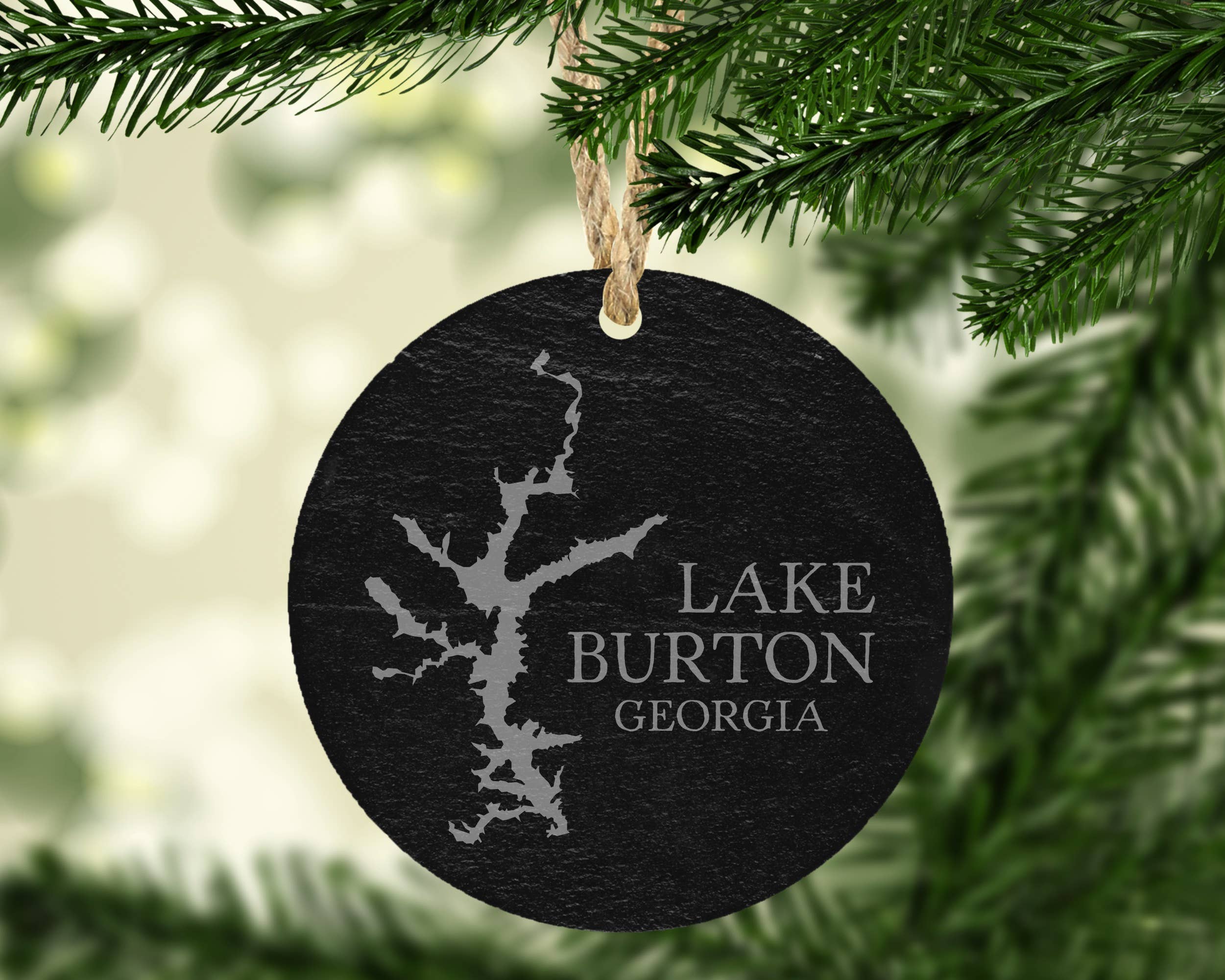 The Lillie Pad - Wholesale Ornament - Custom Lake Map Slate Christmas Ornament - Lake Gift7