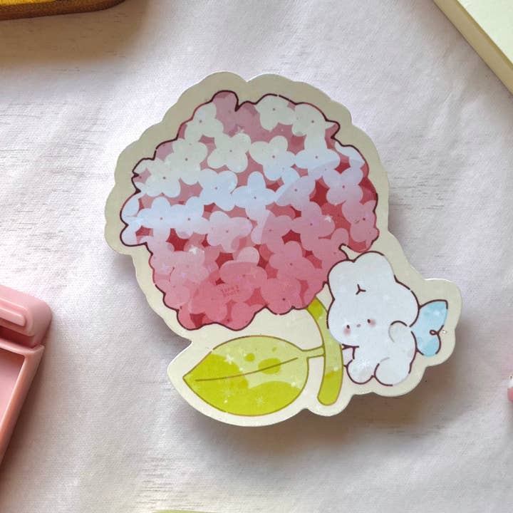 Sara's Booth - Wholesale Sticker - Mel's hydrangea holographic sticker1