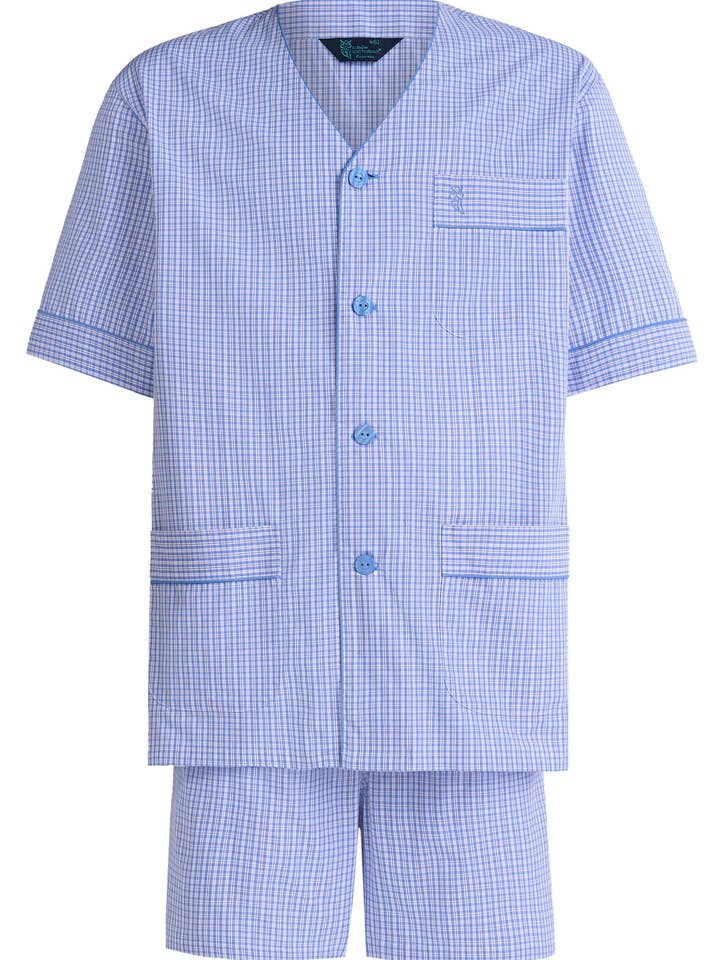 Pyjama Homme Été Court Judo Popeline - Bleu 4544 pour la vente par El Búho Nocturno