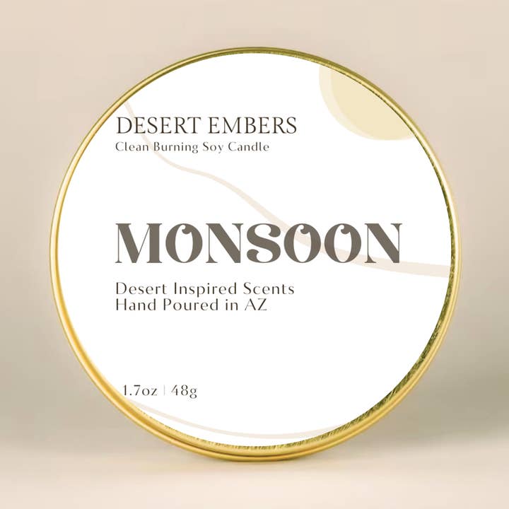Desert Embers, LLC - Wholesale Reiskaarsen - Moderne gouden reisvriendelijke kaarsenblikken met moessongeur0
