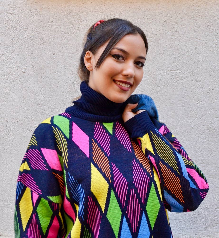 Flipa Barcelona - Wholesale Knit Sweater - Women's - Colourful high neck sweater1