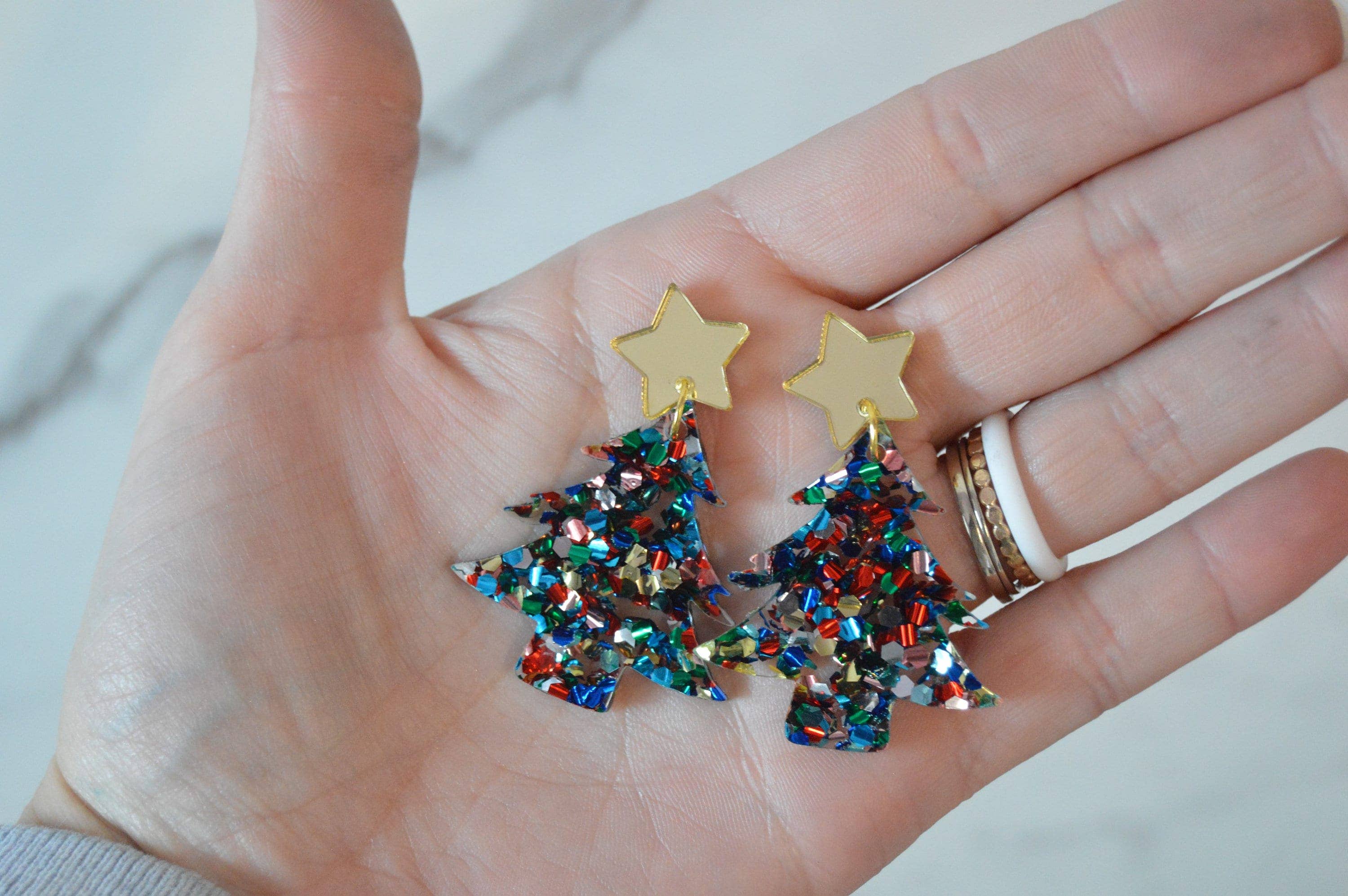The Adorned Fox – wholesale Dangle earrings – Colorful Christmas Tree Earrings, Earrings, Confetti Earring4