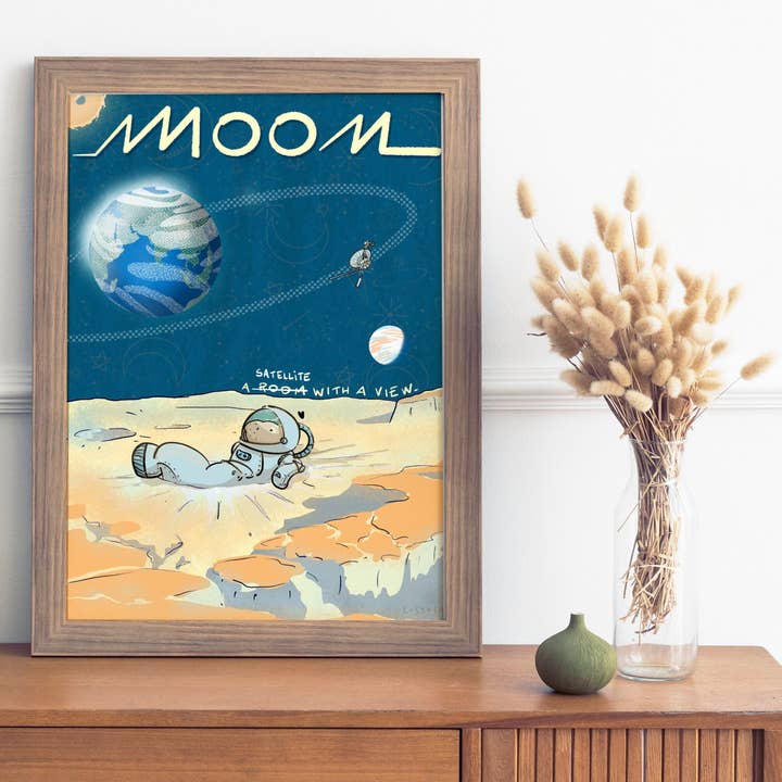 Tostoini – wholesale Poster – Astronaut Sjöko på Månen A3 Affisch Illustration1