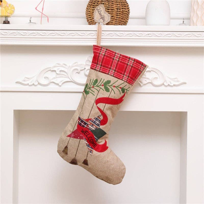 Plush Looks – Großhandel Weihnachtsstrumpf – Große, bestickte Jute-Socke, Geschenktüte, Weihnachtsdekoration5