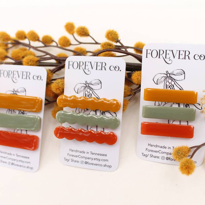 Haarspeldjes van neutrale hars (antislip): Sage Golden Terracotta voor wholesale door Forever Company