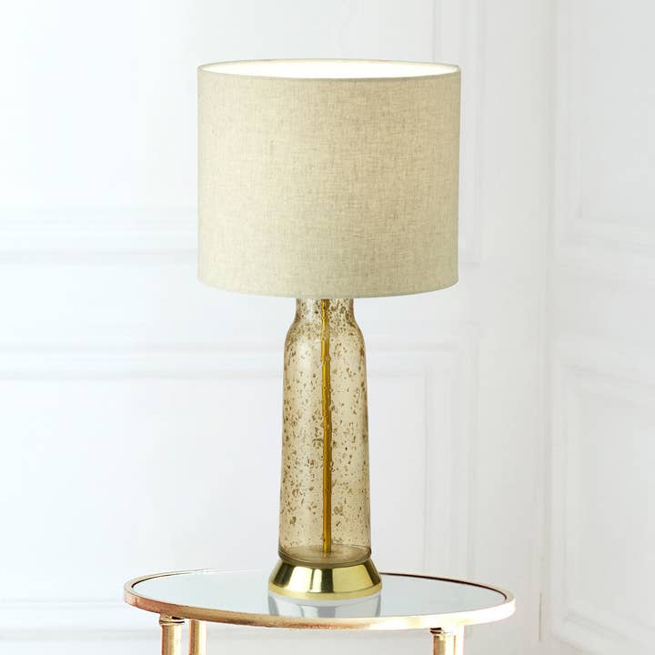 22"H 1-Light Raine Amber Glass and Metal Table Lamp for wholesale by River of Goods