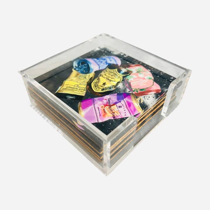 Acrylic  Coasters - Fizzy Can - Set of 4 for wholesale by Maven Home