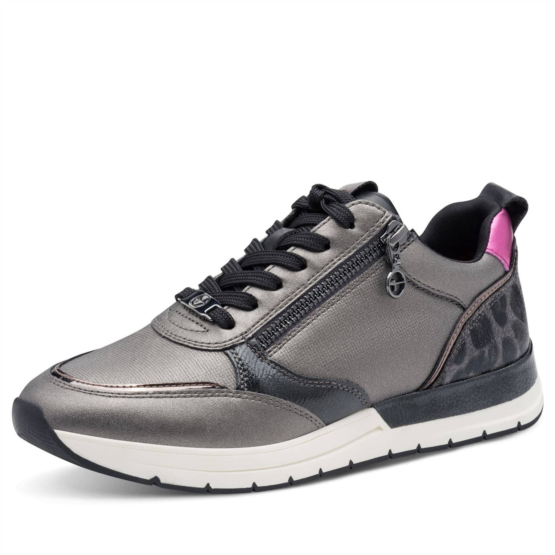 Tamaris Womens Pewter Silver Pink Fashion Lace-up Zipped Sneakers Trainers for wholesale on Faire2