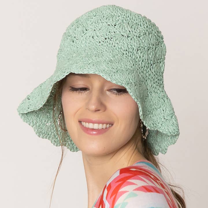Summer Beach Crochet Straw Bucket Hat for wholesale by Fashion City